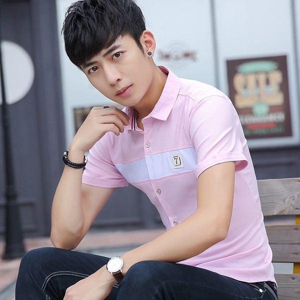 Cămașă modernă pentru bărbați în patru culori cu emblemă