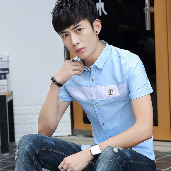 Cămașă modernă pentru bărbați în patru culori cu emblemă