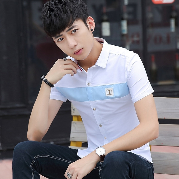 Cămașă modernă pentru bărbați în patru culori cu emblemă