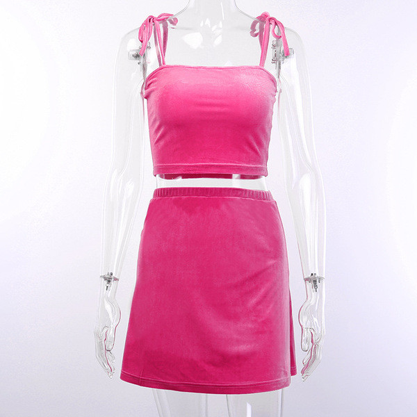 Γυναικείο σετ αμάνικος και φούστα σε διάφορα χρώματα νέον