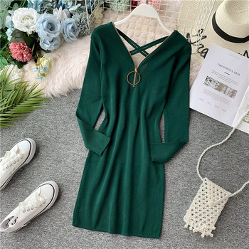 Rochie moderna de dama cu bretele incrucisate - in mai multe culori