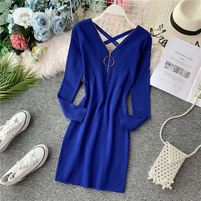 Rochie moderna de dama cu bretele incrucisate - in mai multe culori