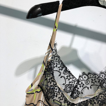 Дамска модерна рокля с тънки презрамки и дантела