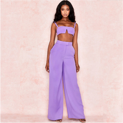 Κομψό και μοντέρνο γυναικείο σετ αμάνικο και παντελόνι  σε τρία χρώματα