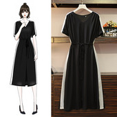 Rochie lejeră de damă cu legături în talie și mărimi până la 5XL în negru