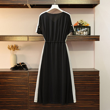 Rochie lejeră de damă cu legături în talie și mărimi până la 5XL în negru