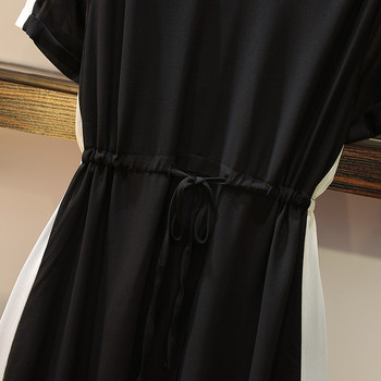 Rochie lejeră de damă cu legături în talie și mărimi până la 5XL în negru