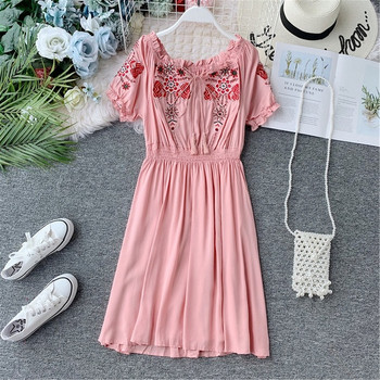 Rochie casual dama cu broderie in mai multe culori