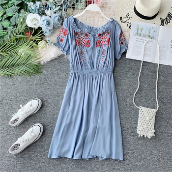 Rochie casual dama cu broderie in mai multe culori