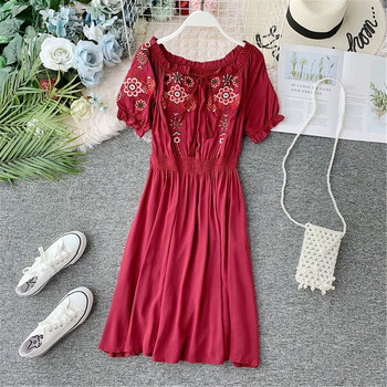 Rochie casual dama cu broderie in mai multe culori