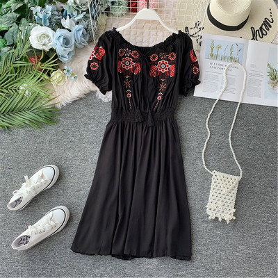 Rochie casual dama cu broderie in mai multe culori