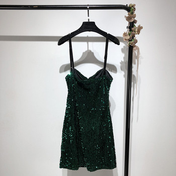 Rochie de dama cu bretele subtiri si paiete - doua culori