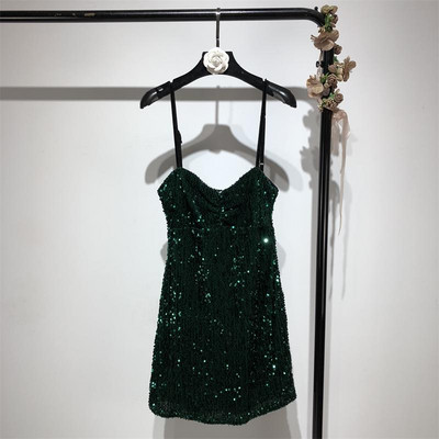 Rochie de dama cu bretele subtiri si paiete - doua culori