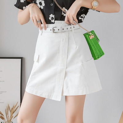 Fusta casual dama cu talie inalta in mai multe culori cu curea