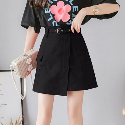 Fusta casual dama cu talie inalta in mai multe culori cu curea