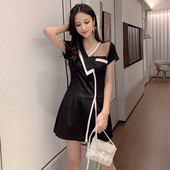 Rochie moderna de dama in negru cu maneci scurte