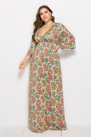 Rochie lunga de dama cu maneci 3/4 potrivita pentru plaja in trei culori