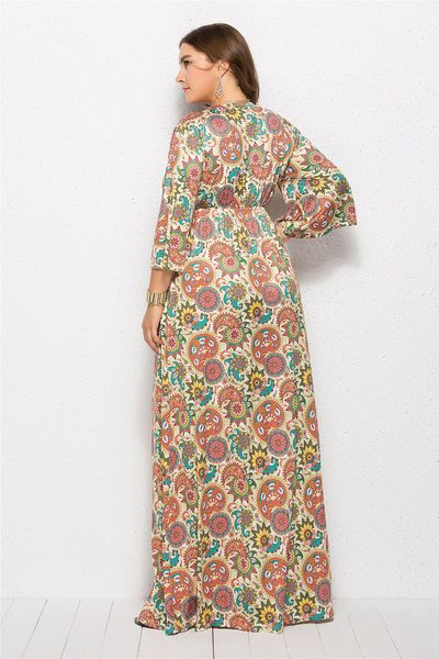 Rochie lunga de dama cu maneci 3/4 potrivita pentru plaja in trei culori