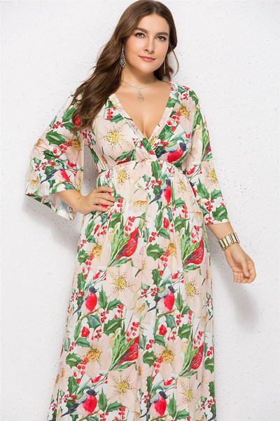 Rochie lunga de dama cu maneci 3/4 potrivita pentru plaja in trei culori