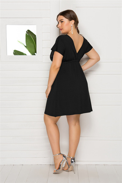 Rochie moderna de dama cu maneci scurte si decolteu in V in mai multe culori