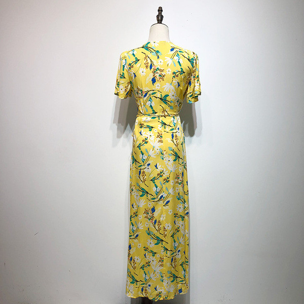 Rochie lunga de dama cu cravate in talie