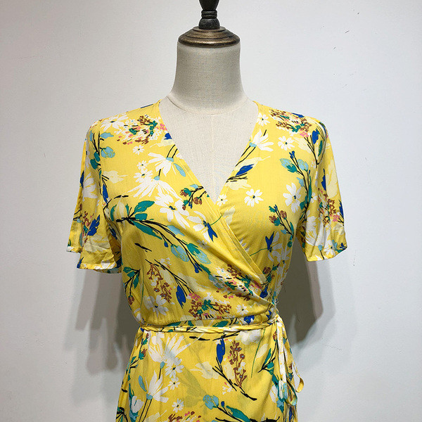 Rochie lunga de dama cu cravate in talie