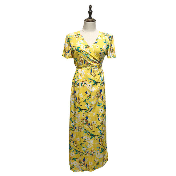 Rochie lunga de dama cu cravate in talie