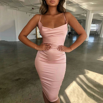 Rochie de dama stilata din satin cu bretele subtiri in mai multe culori