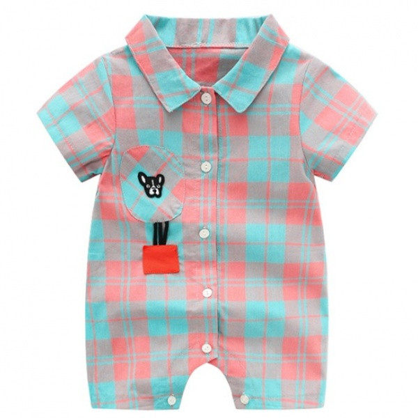 Salopetă modernă pentru copii în carouri pentru băieți