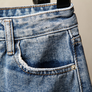 Fusta scurta dama casual din denim cu motive rupte