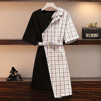 Rochie de dama moderna model asimetric in alb-negru