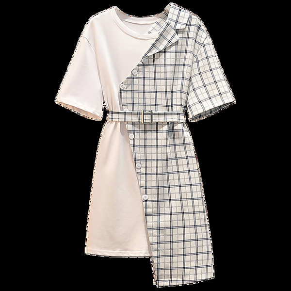 Rochie de dama moderna model asimetric in alb-negru