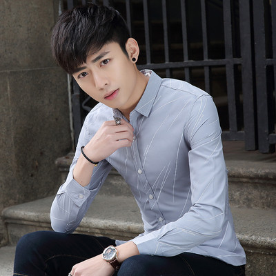 Cămașă elegantă pentru bărbați, în trei culori, cu mâneci lungi și nasturi