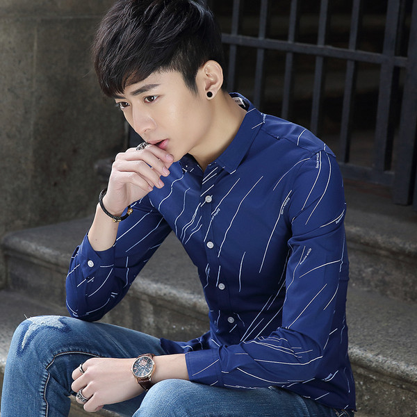 Cămașă elegantă pentru bărbați, în trei culori, cu mâneci lungi și nasturi