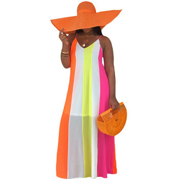 Rochie casual de dama cu bretele subtiri potrivita pentru plaja in doua culori