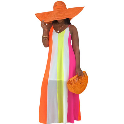 Rochie casual de dama cu bretele subtiri potrivita pentru plaja in doua culori