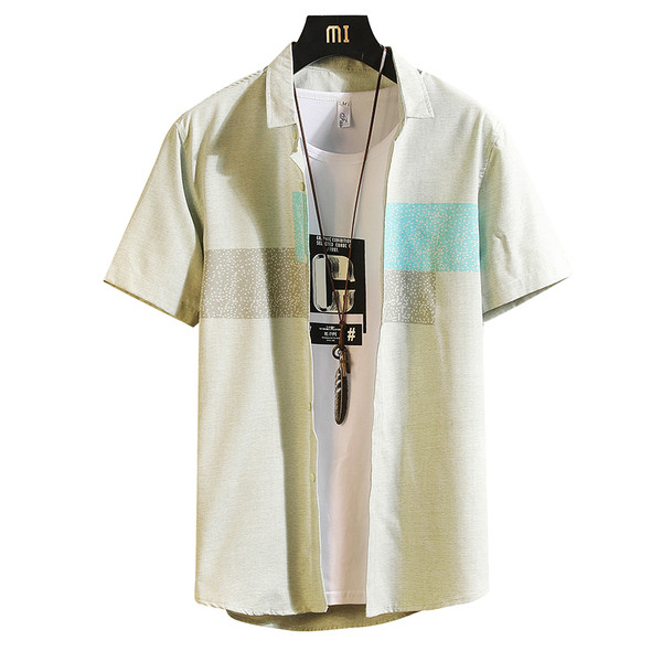 Cămașă actuală pentru bărbați cu mâneci scurte - în verde și albastru