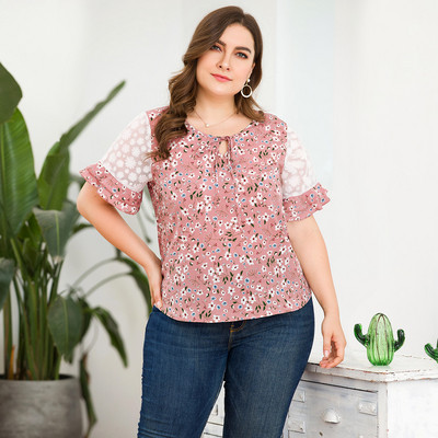 Bluza de dama eleganta model nou cu motive florale in roz