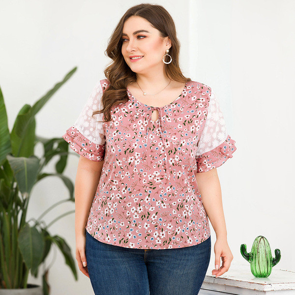 Bluza de dama eleganta model nou cu motive florale in roz
