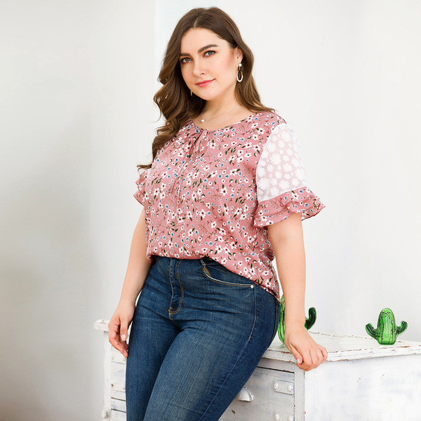 Bluza de dama eleganta model nou cu motive florale in roz