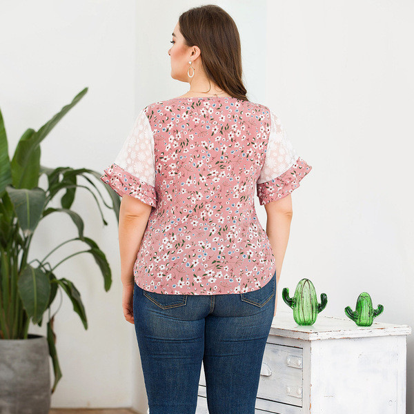 Bluza de dama eleganta model nou cu motive florale in roz