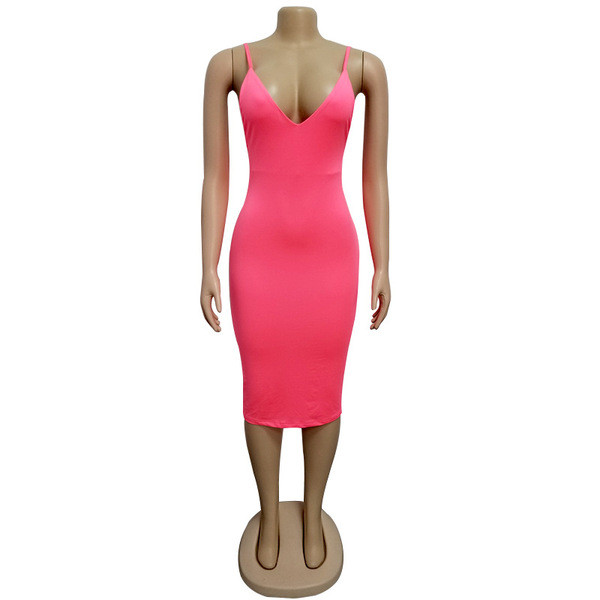 Rochie de dama eleganta cu decolteu in V si bretele subtiri in doua culori