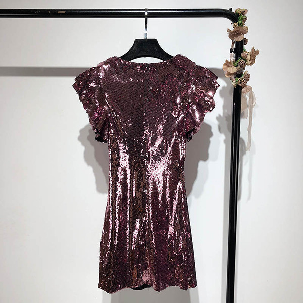 Rochie eleganta de dama cu maneci scurte lotus cu paiete