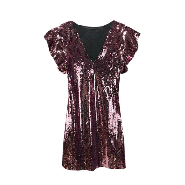 Rochie eleganta de dama cu maneci scurte lotus cu paiete