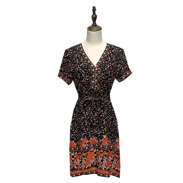 Rochie lejeră cu mâneci scurte și legături în talie