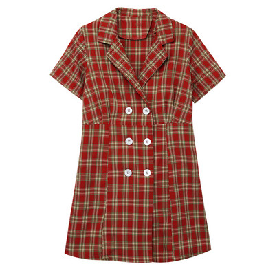 Rochie dama in carouri de culoare rosie