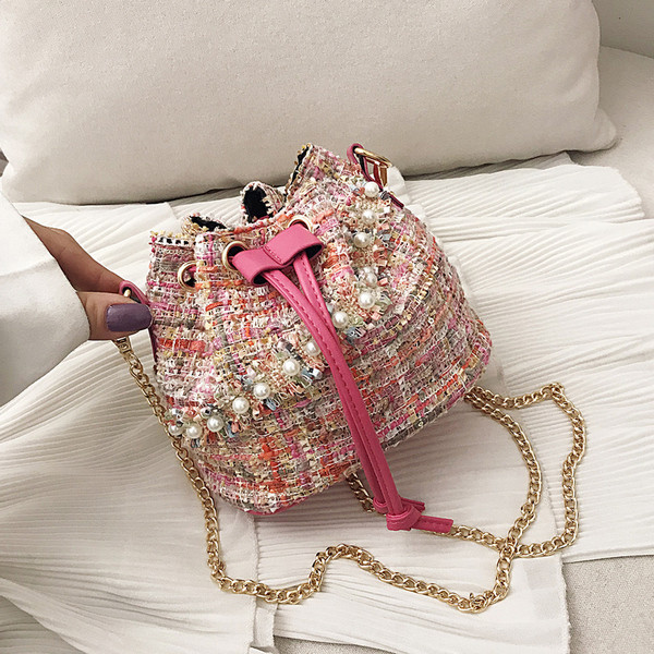 Geanta de dama moderna cu perle in trei culori