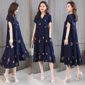 Rochie lunga de dama casual cu motive florale