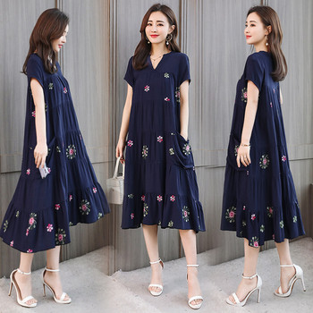 Rochie lunga de dama casual cu motive florale