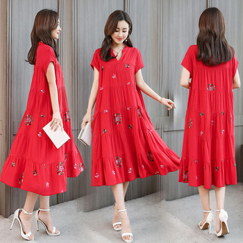 Rochie lunga de dama casual cu motive florale